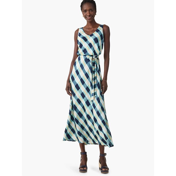 NIC+ZOE Dresses & Skirts - Nic + Zoe PAINTED PLAID BIANCA DRESS Aqua LARGE